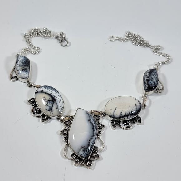 Handmade Dendritic Agate Necklace Sterling Silver Artisan Jewelry Unique Pendant - Picture 1 of 10